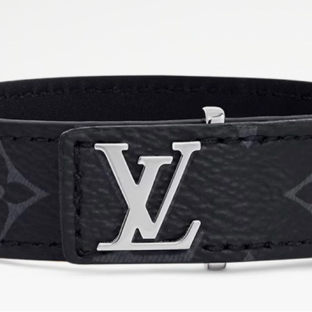 Louis Vuitton  Black Bracelet with Silver Buckle